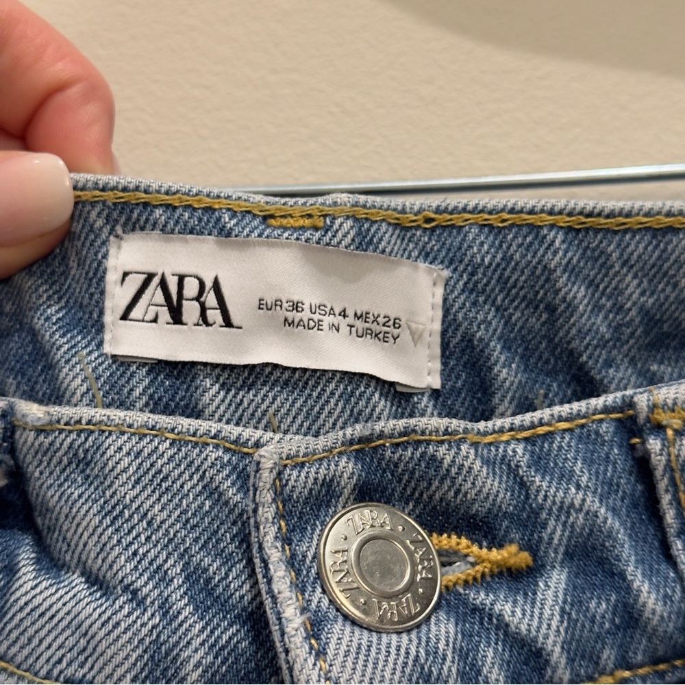 Zara Blue Cargo Wide Leg Jeans Size 4 - Picture 3 of 7